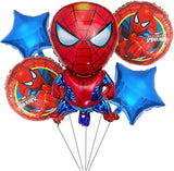 Brain Giggles Spiderman Superhero Foil Balloon Birthday Decoration Set - 5 Pcs