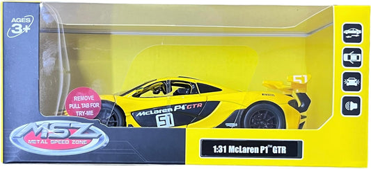MSZ McLaren P1 GTR Car 1:32 Die-Cast Replica - Yellow - Laadlee