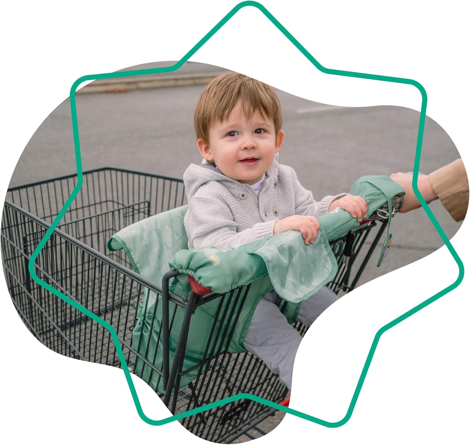 Badabulle Shopping Trolley Seat Protector - Safari Green - Laadlee
