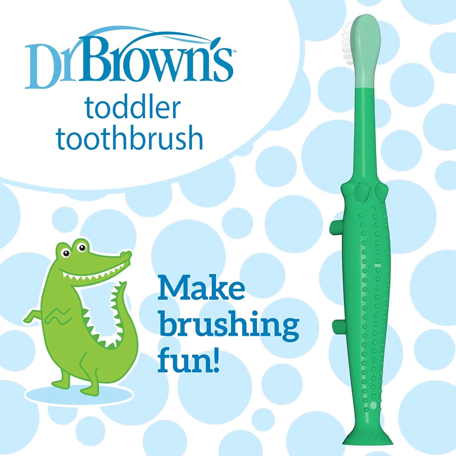 Dr. Brown's Toddler Crocodile Toothbrush - Green - Laadlee