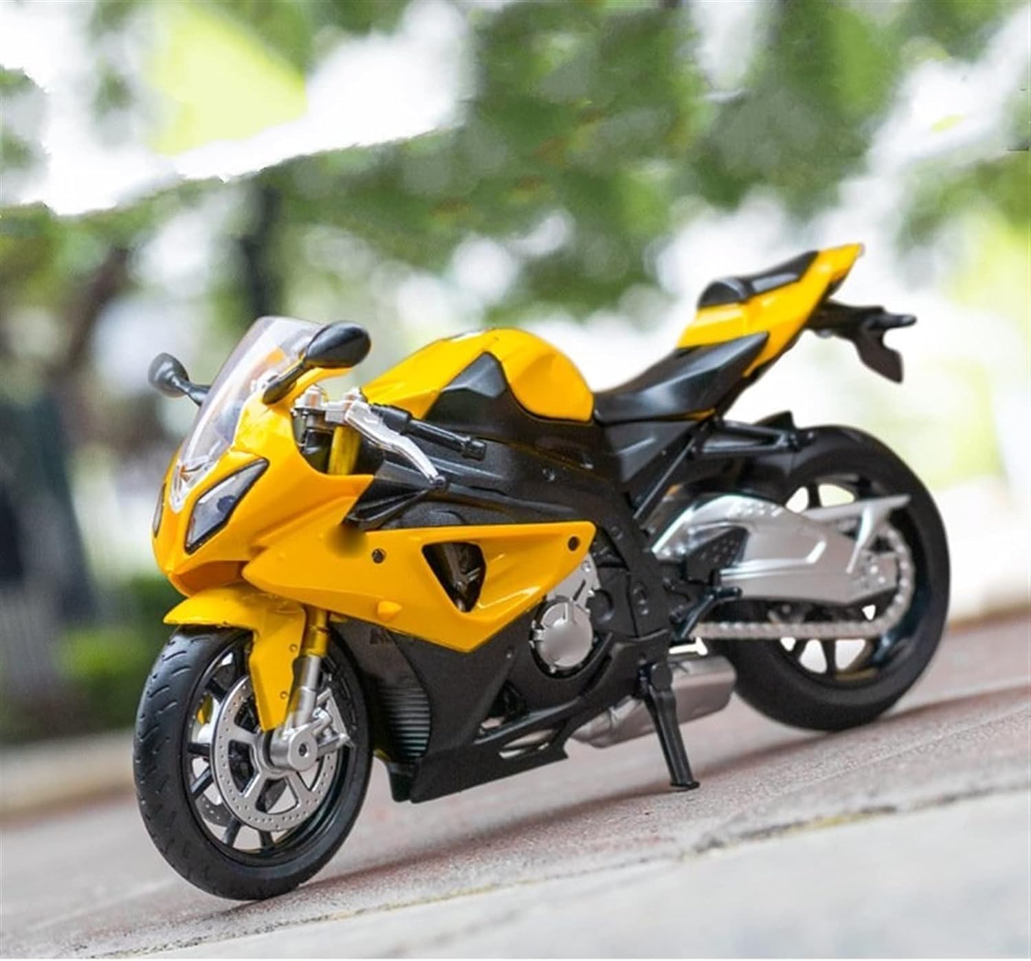 MSZ BMW S1000RR Bike 1:12 Die-Cast Replica - Yellow - Laadlee