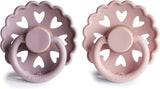 Frigg Fairytale Latex Baby Pacifier 6M-18M, 2Pack, Twilight Mauve/Primrose - Size 2 - Laadlee