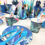 Brain Giggles Frozen Birthday Disposable Tableware Set for 10 Kids – 136 Pcs
