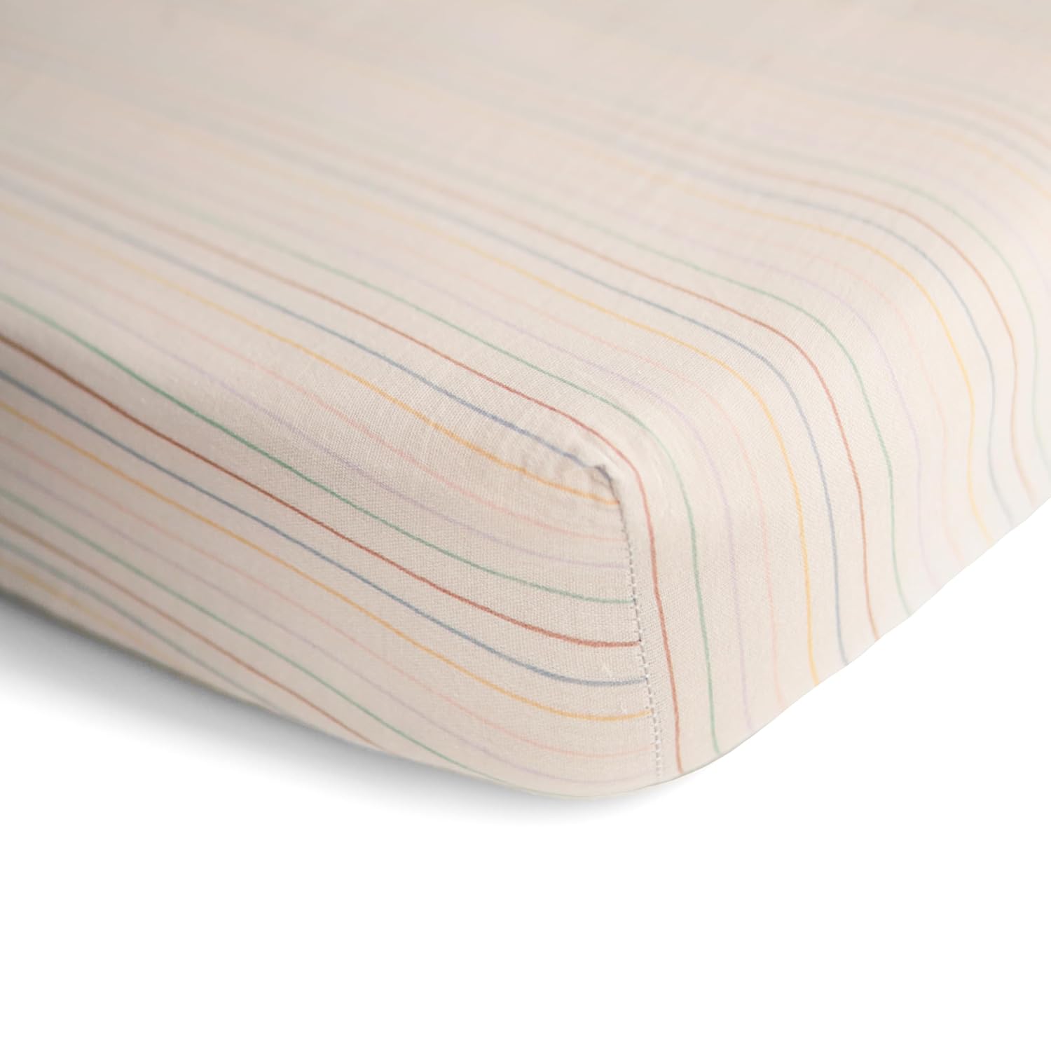 Mushie Crib Sheet Small Retro Stripes - Laadlee