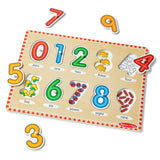 Melissa and Doug Lift & See Numbers Wooden Peg Puzzle - 10 Pieces