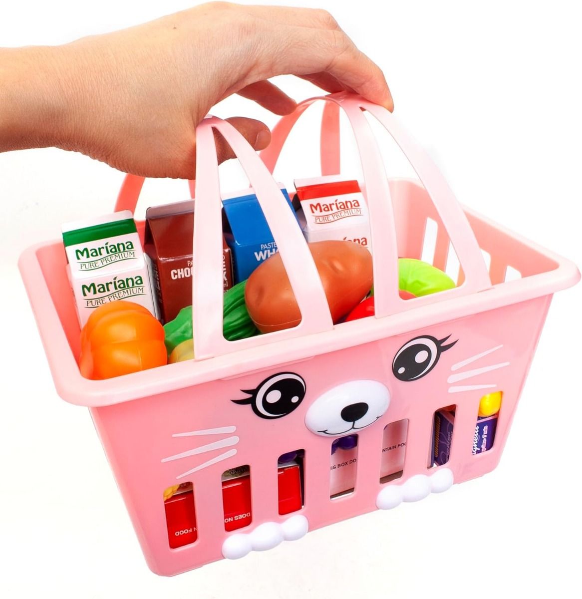 Zoo Troop Kitty Basket With 16 Pcs Of Playfood & 7 Pcs Food Boxes - Laadlee