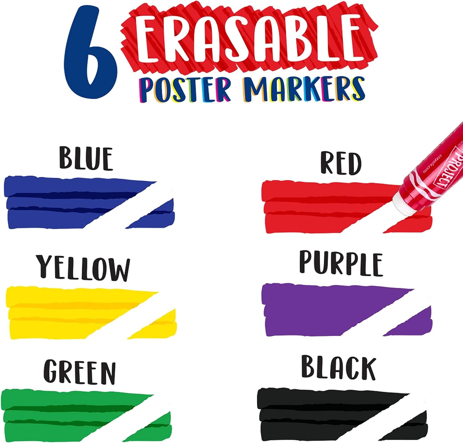 Crayola Project Erasable Poster Markers - Pack of 6 - Laadlee