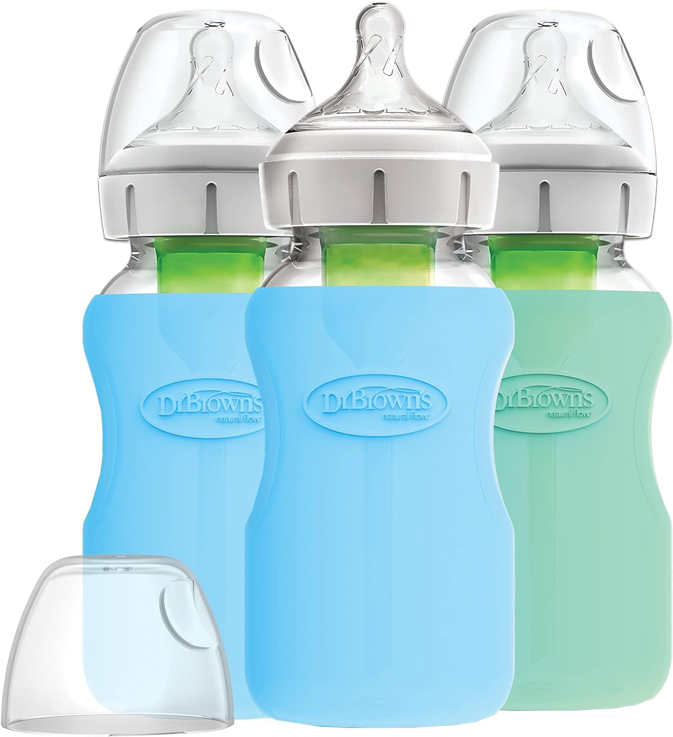 Dr. Brown's Wide Neck Glass Bottle Sleeve 270ml - Blue - Laadlee