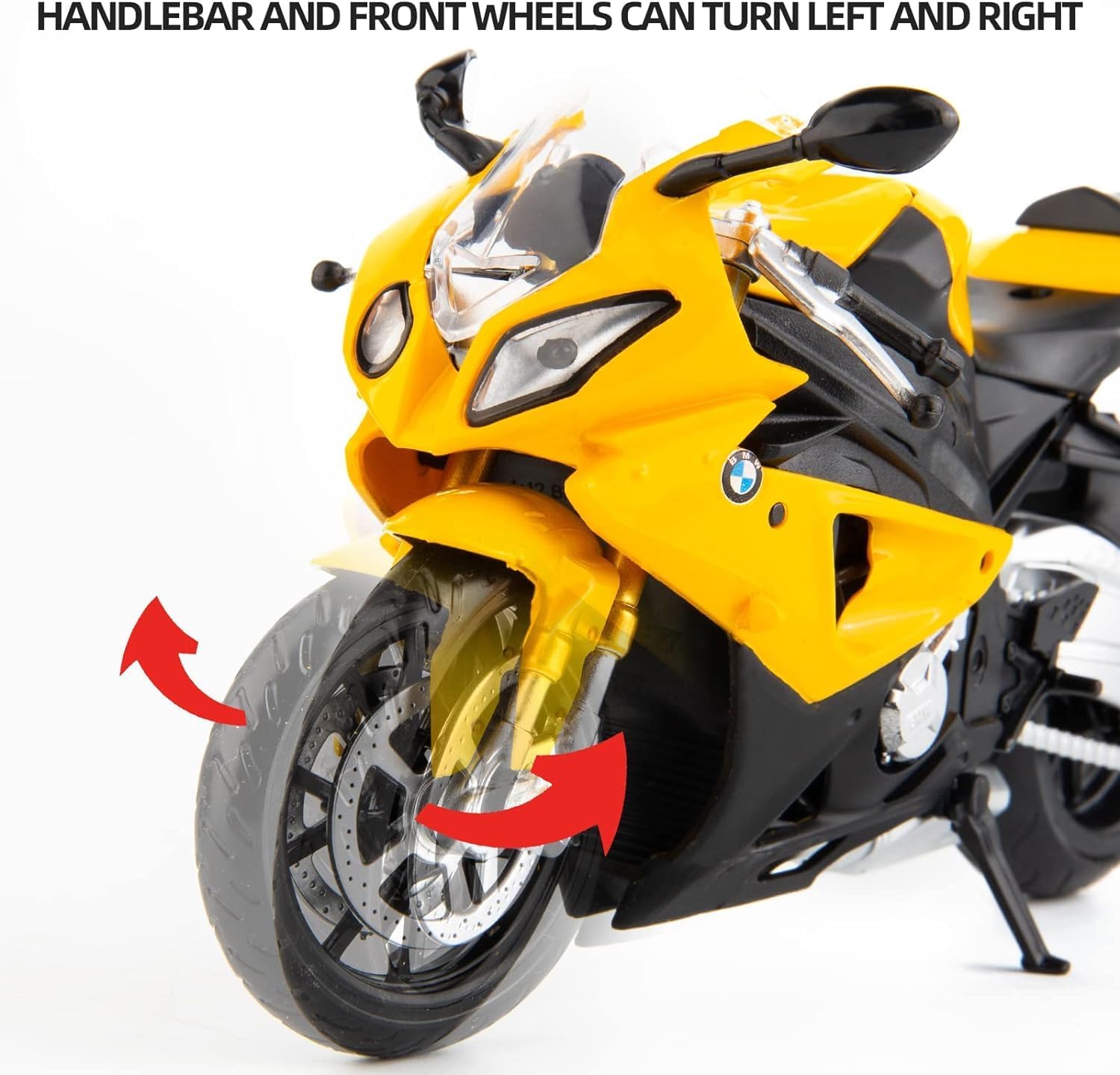 MSZ BMW S1000RR Bike 1:12 Die-Cast Replica - Yellow - Laadlee