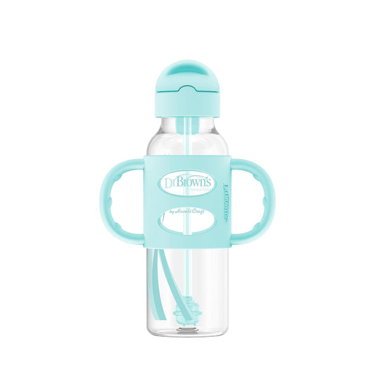 Dr. Brown's Narrow Sippy Straw Bottle with Silicone Handles - Green - 250ml
