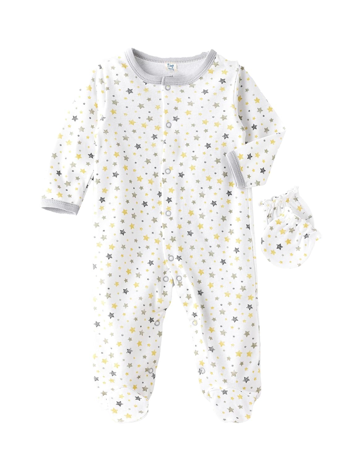 Tiny Hug Baby Sleep Suit with Mittens - Stars - Laadlee