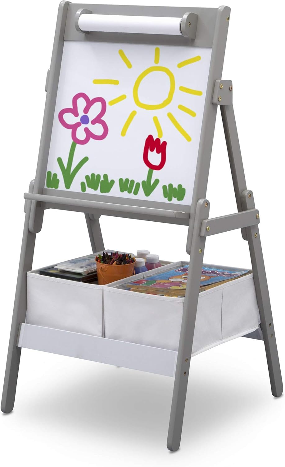 Delta Children Classic Kids Whiteboard  / Dry Erase Easel - Grey