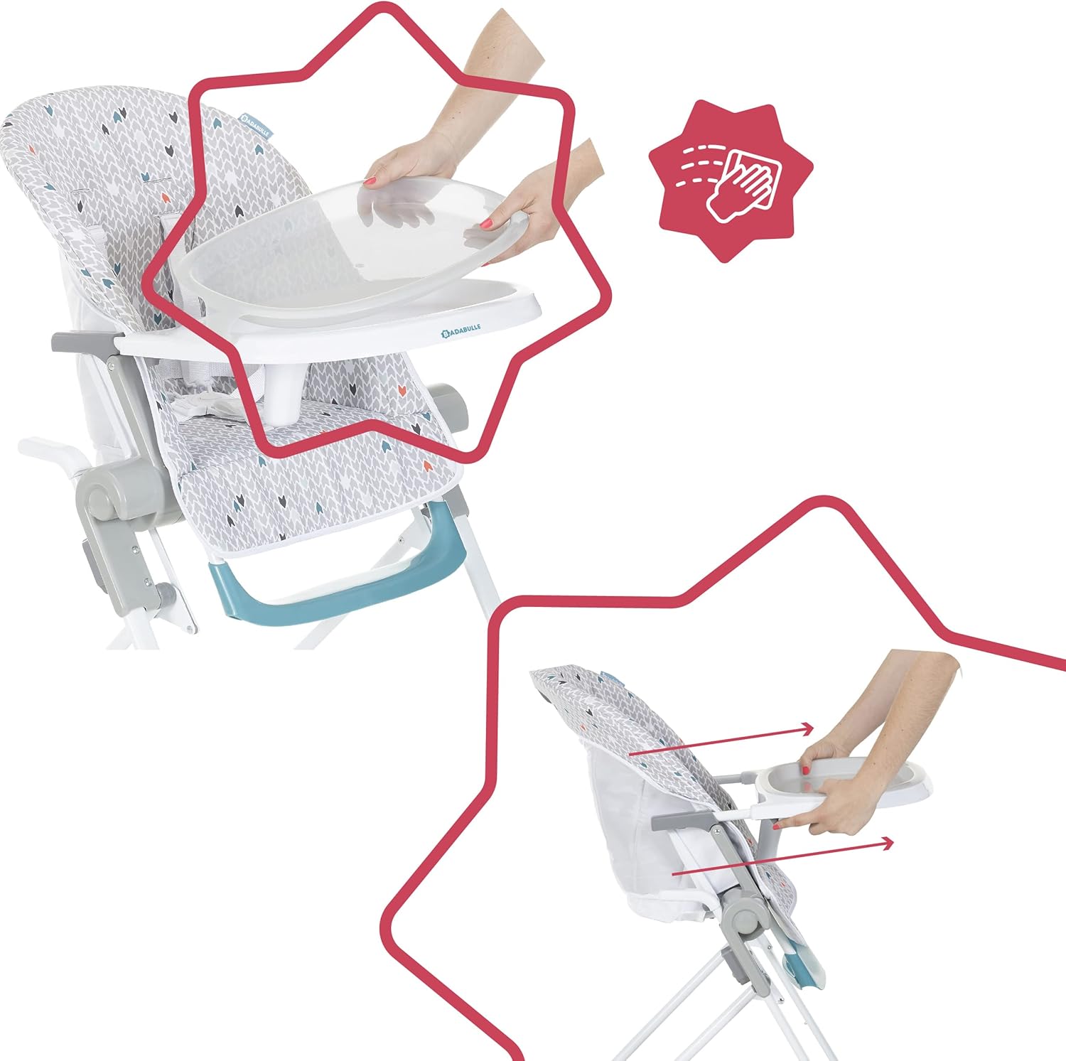 Badabulle Flat Folding with Multi Positioning High Chair - Laadlee