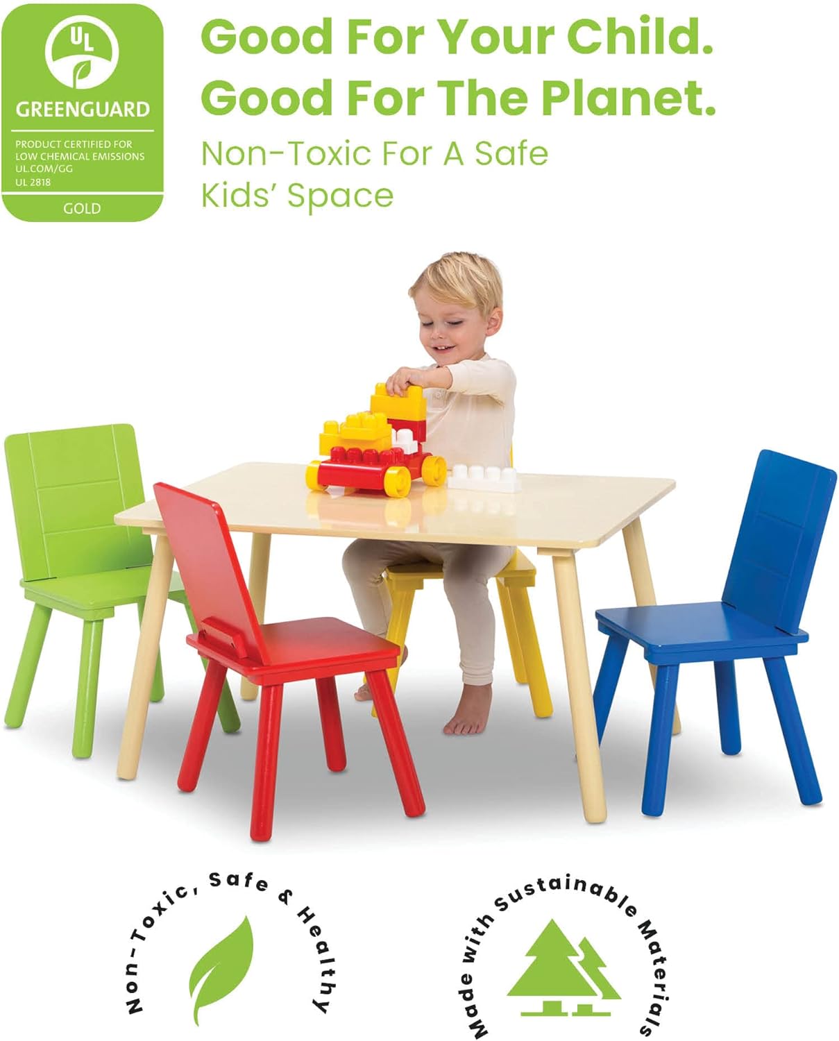 Delta Children Table And 4 Chair Set Natural/Primary