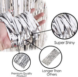 Brain Giggles Silver Metallic Foil Fringe Curtain 6Ft x 3Ft (Pack of 2)