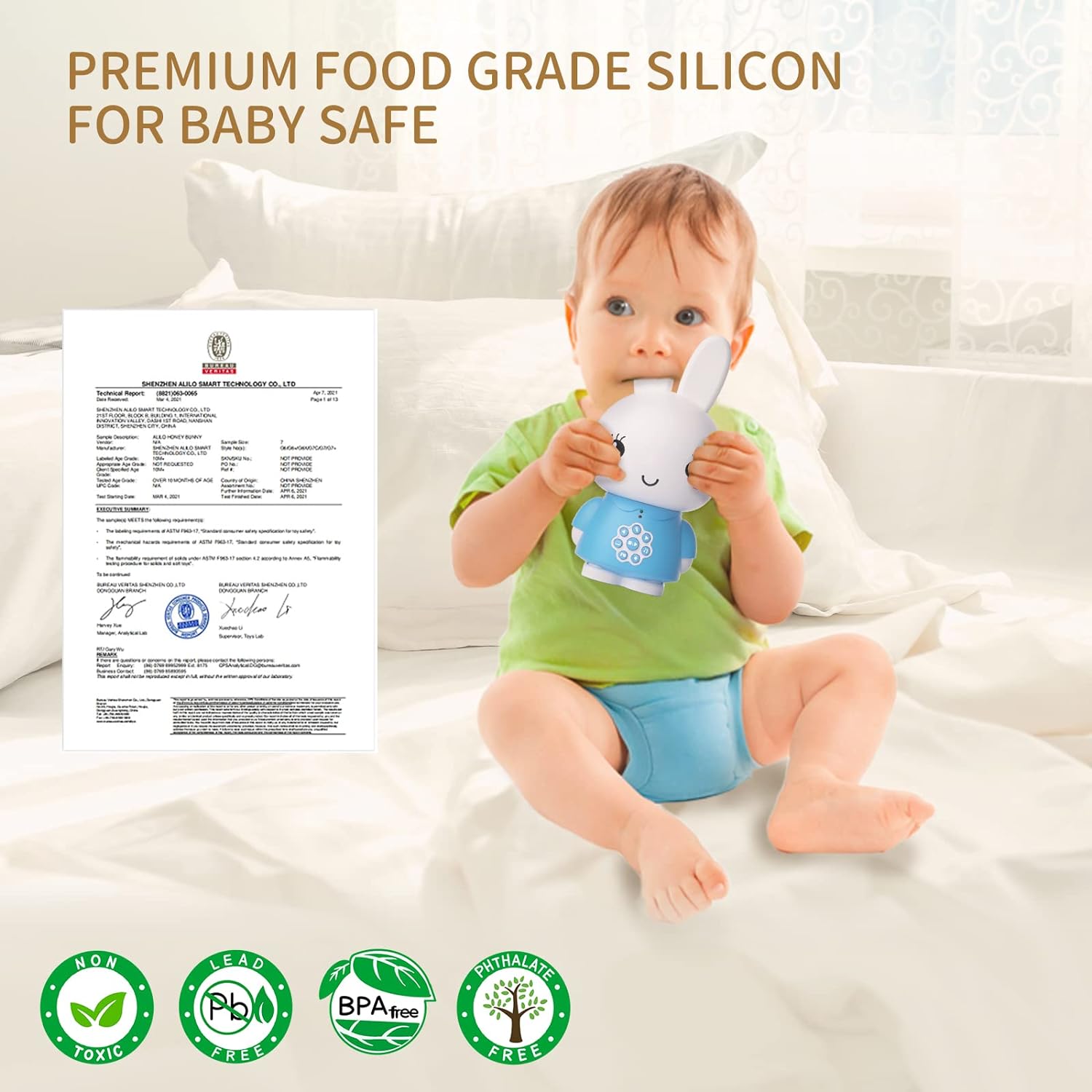 Alilo Honey Bunny Multilingual Buddy and Night Light - Blue - Laadlee