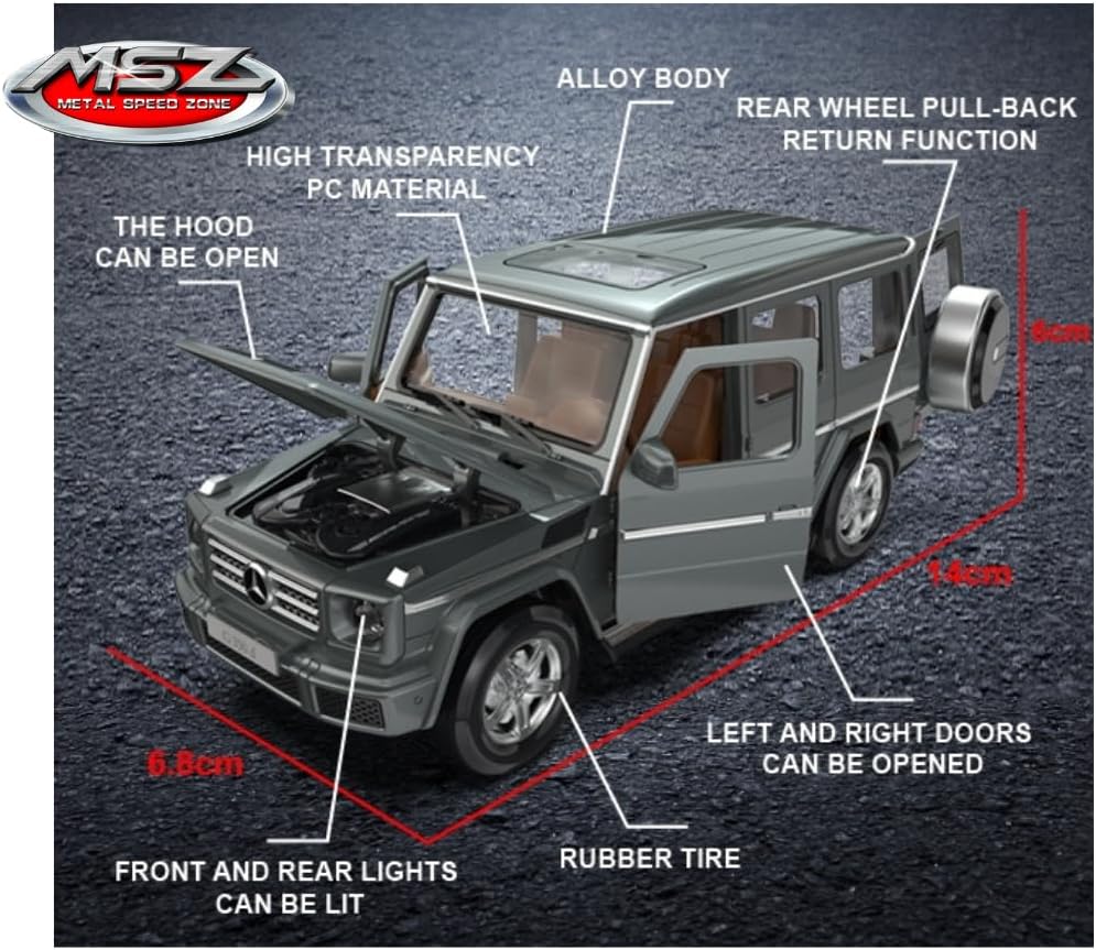 MSZ Mercedes Benz G350D Jeep 1:32 Die-Cast Replica - Black - Laadlee