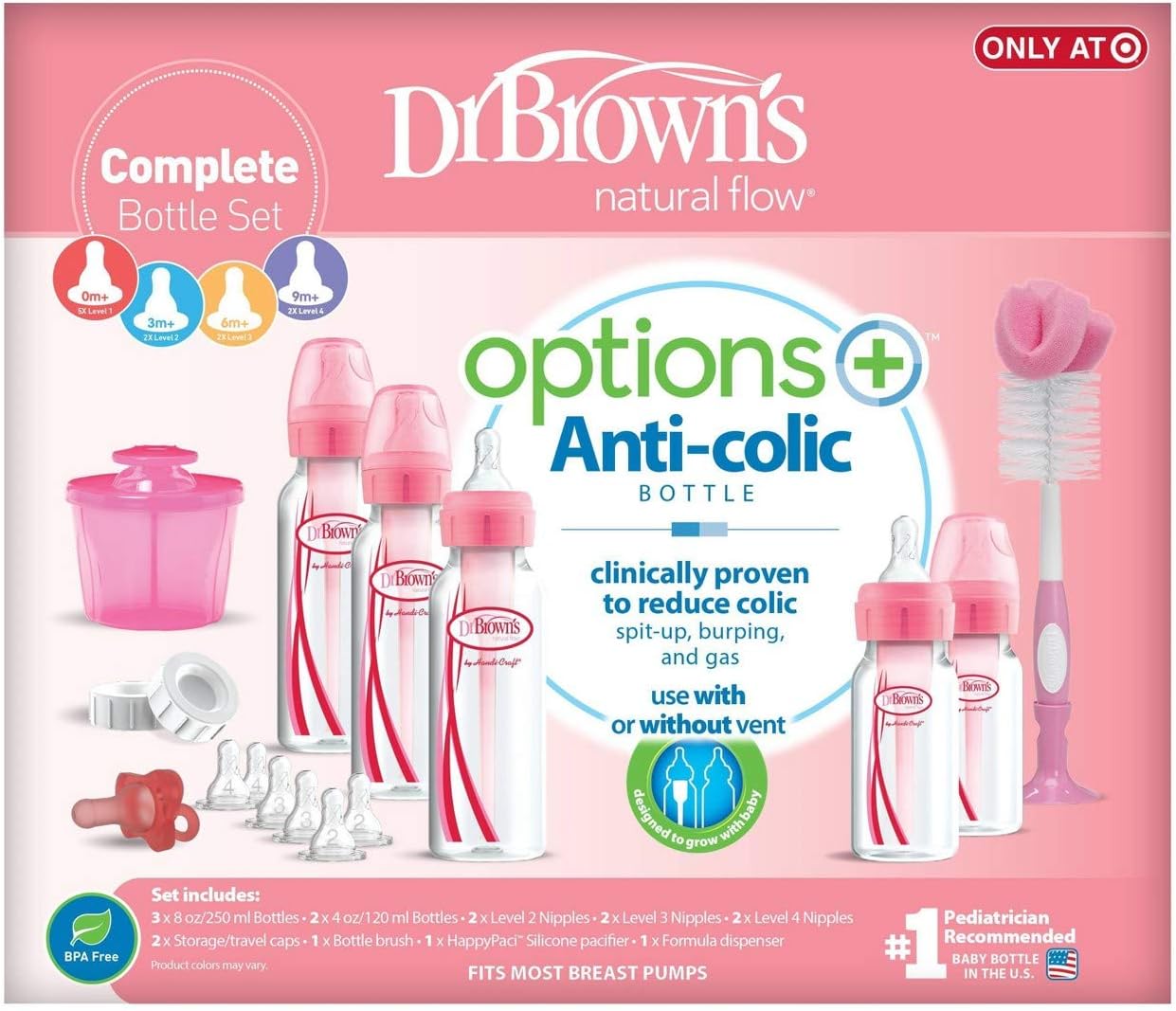 Dr. Brown's Wide Neck Options+ Pink Gift Set - Laadlee