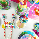 Brain Giggles Mermaid Disposable Birthday Party Tableware Set – 136 Pcs