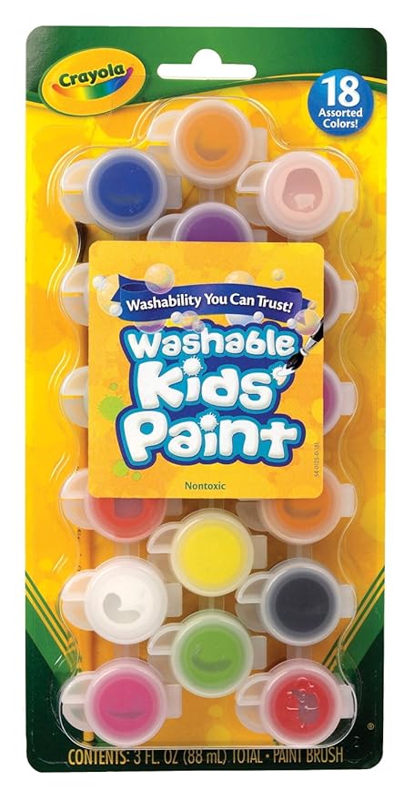 Crayola Washable Paint Pots with Brush - Pack of 18 - Laadlee