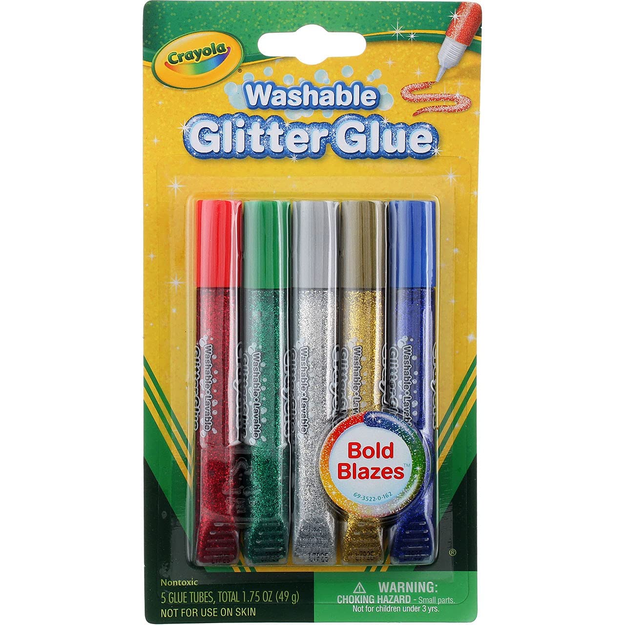 Crayola Washable Bold Blazes Glitter Glue - Pack of 5 - Laadlee