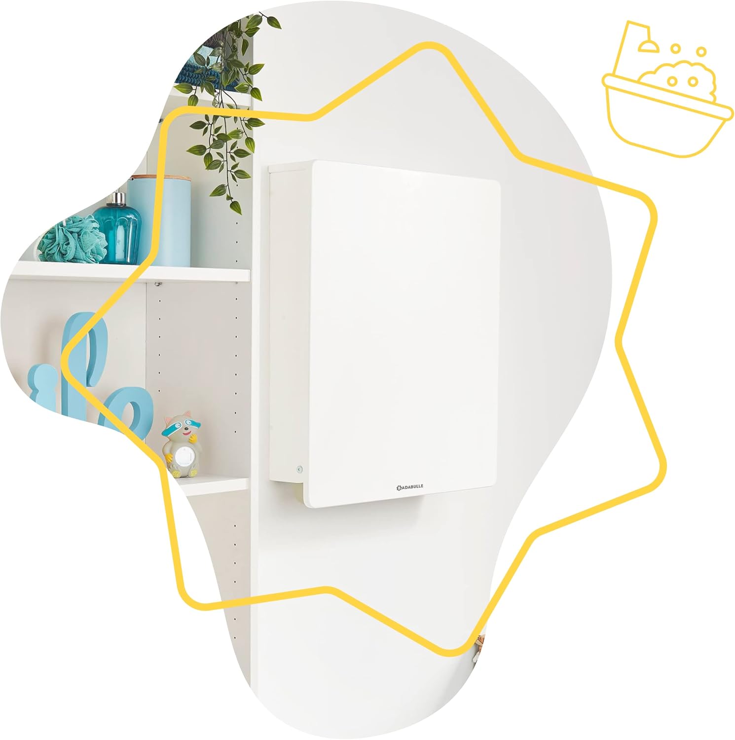 Badabulle Wall Mounted Changing Table & Changing Mat - White - Laadlee