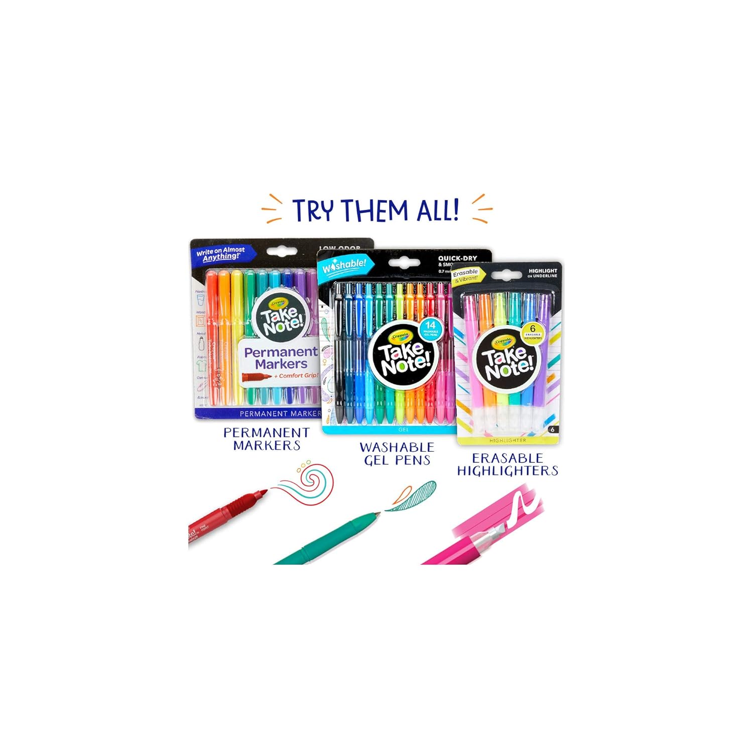 Crayola Take Note Erasable Highlighters - Pack of 6 - Laadlee