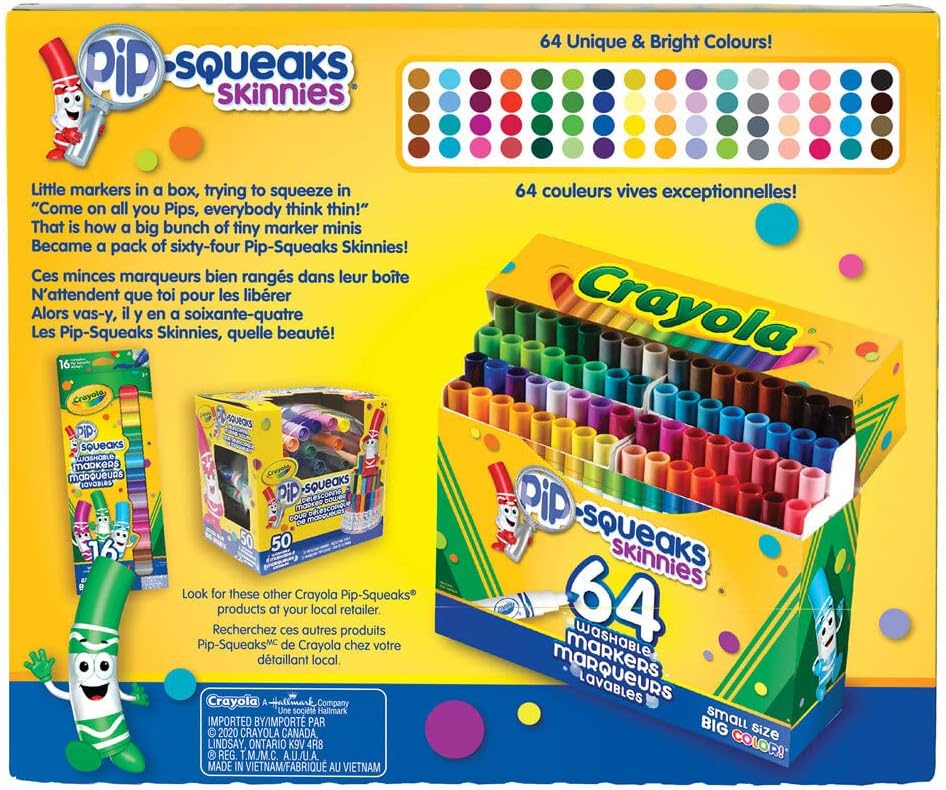 Crayola Washable Pip-Squeaks Skinnies Markers - Pack of 64