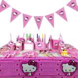 Brain Giggles Hello Kitty Birthday Party Disposable Tableware Set for 10 Kids – 136 Pcs