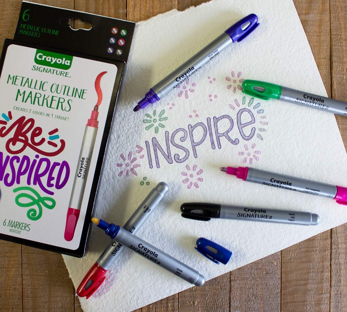 Crayola Signature Metallic Outline Paint Markers - Pack of 6 - Laadlee