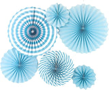 Brain Giggles Hanging Blue Paper Fans Decoration Set – 6Pcs