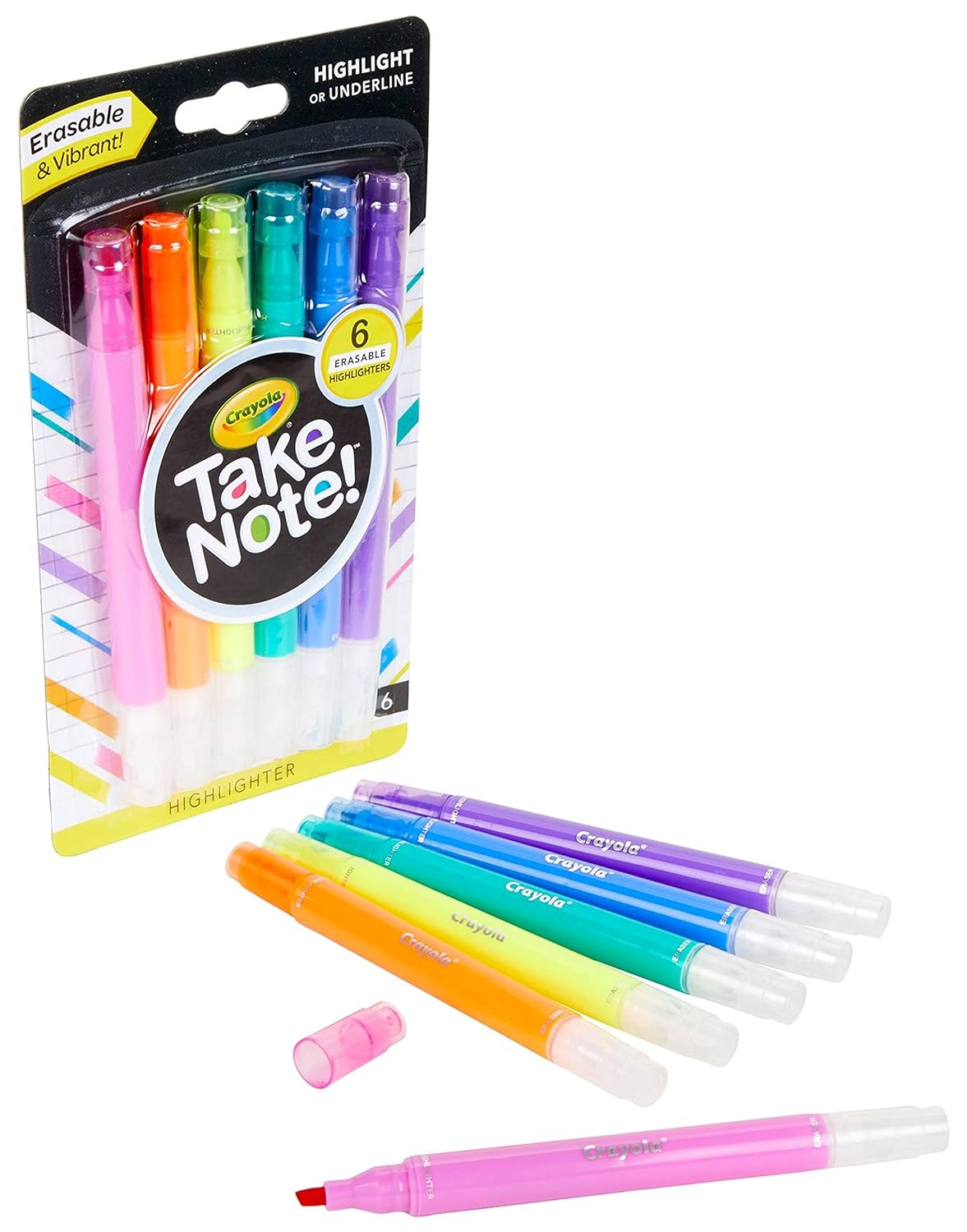 Crayola Take Note Erasable Highlighters - Pack of 6 - Laadlee