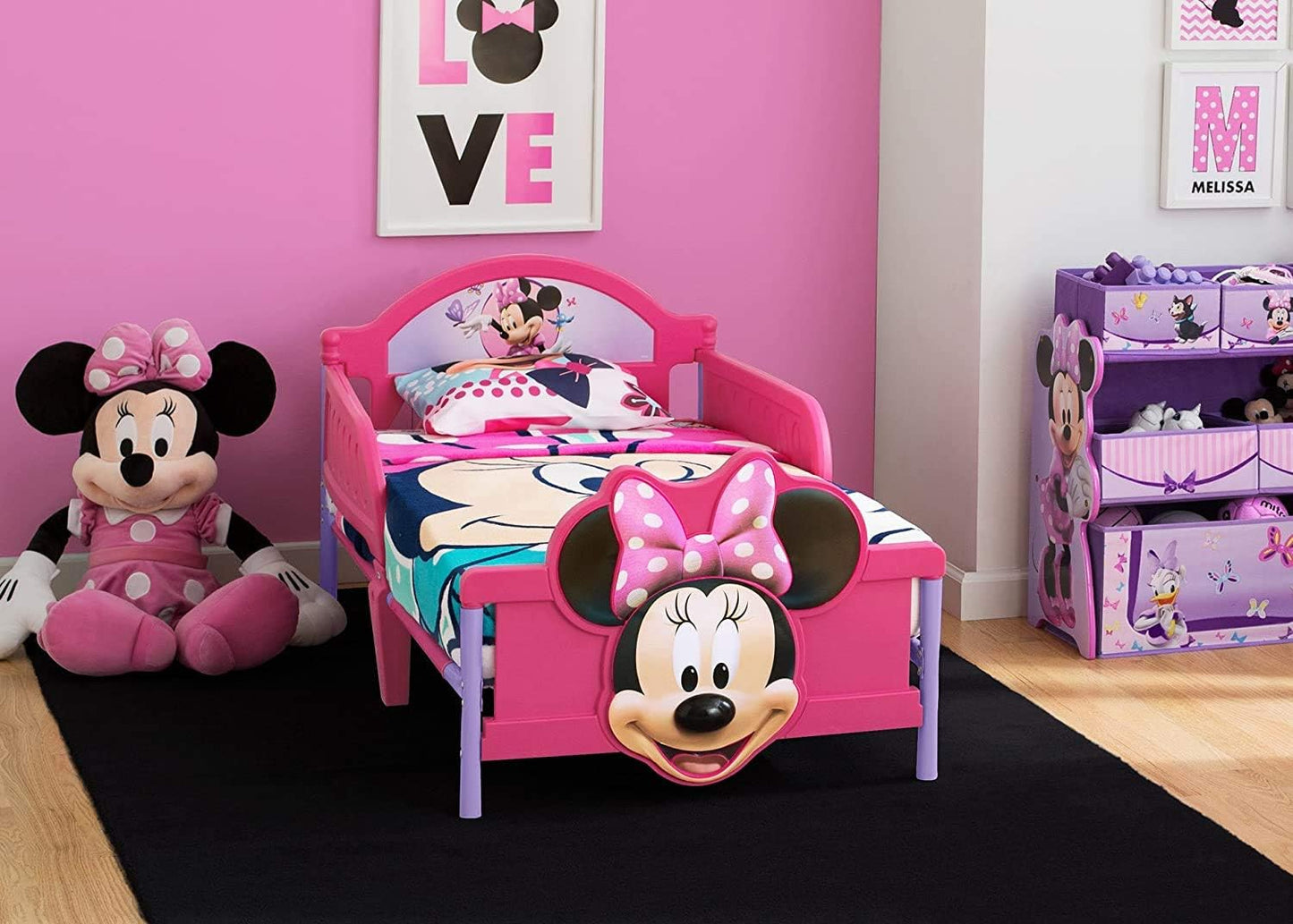 Delta Children Minnie Mouse 3D Footboard Toddler Bed With Guardrail