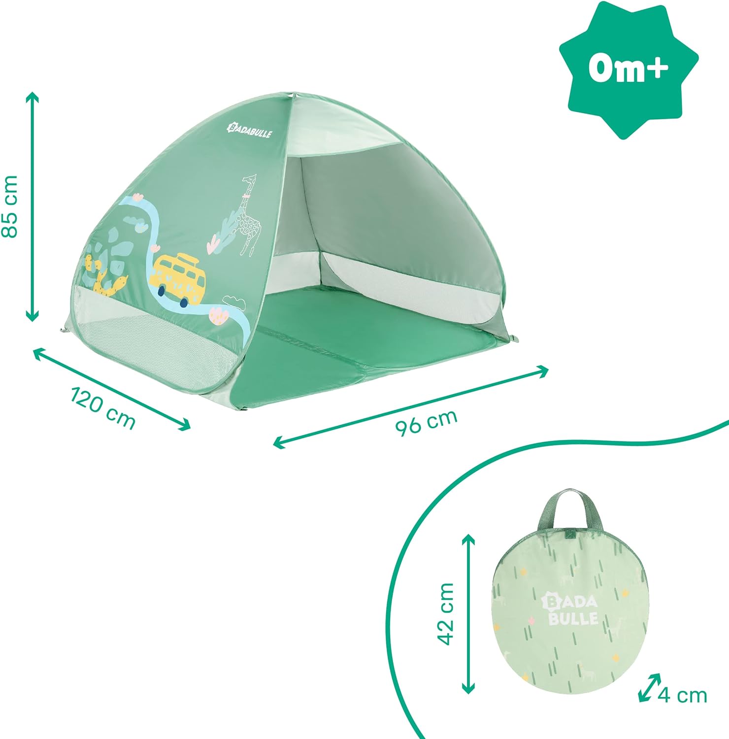 Badabulle Anti-UV Baby Tent - Green - Laadlee