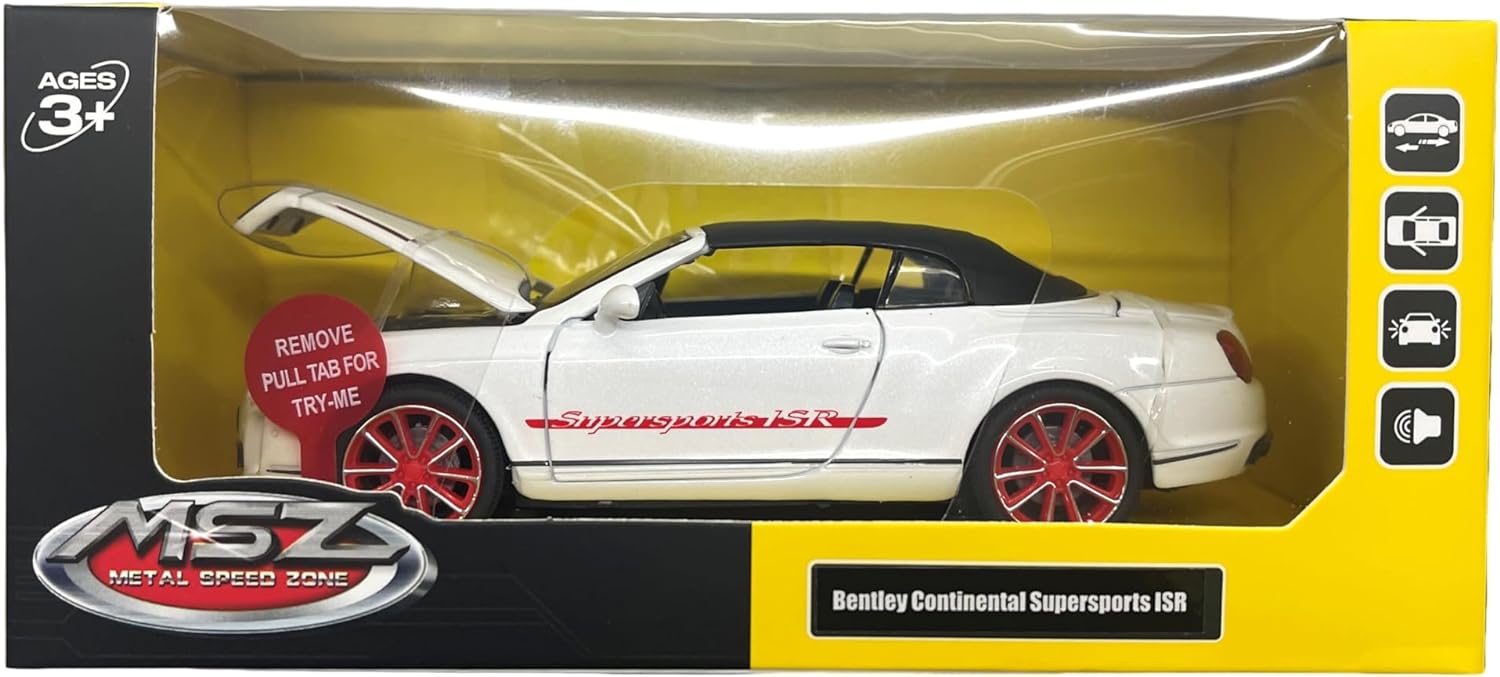 MSZ Bentley Continental Super Sports ISR Car 1:32 Die-Cast Replica - White - Laadlee