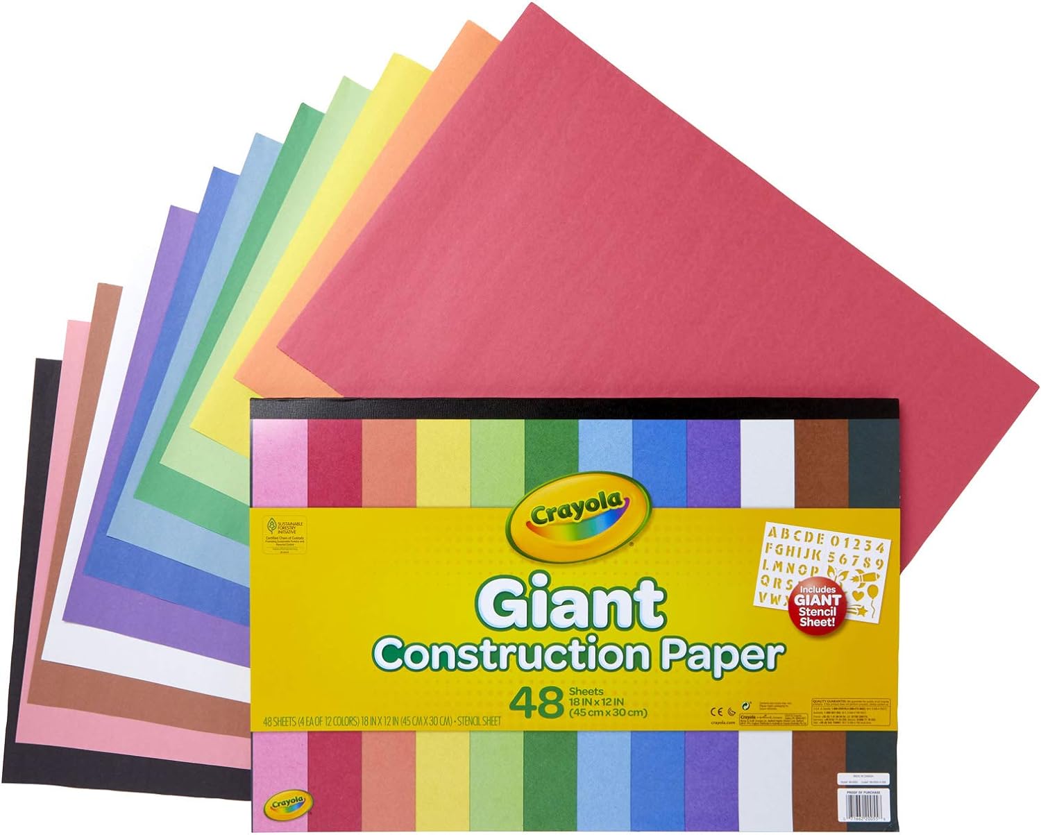 Crayola Giant Construction Paper with Stencils - 48 Sheets - Laadlee