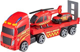D-Power Teamsterz Fire Transporter Play Vehicle Set with Helicopter & Car
