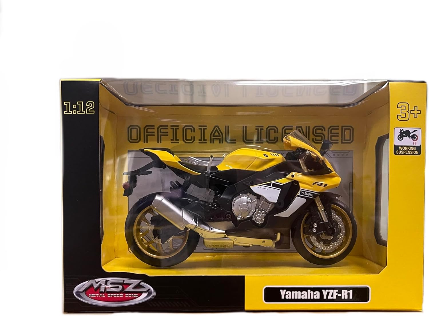 MSZ Yamaha YZF-R1 Bike 1:12 Die-Cast Replica - Yellow - Laadlee