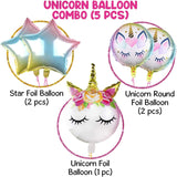 Brain Giggles Unicorn Foil Balloons Birthday Decorations Set - 5 Pcs