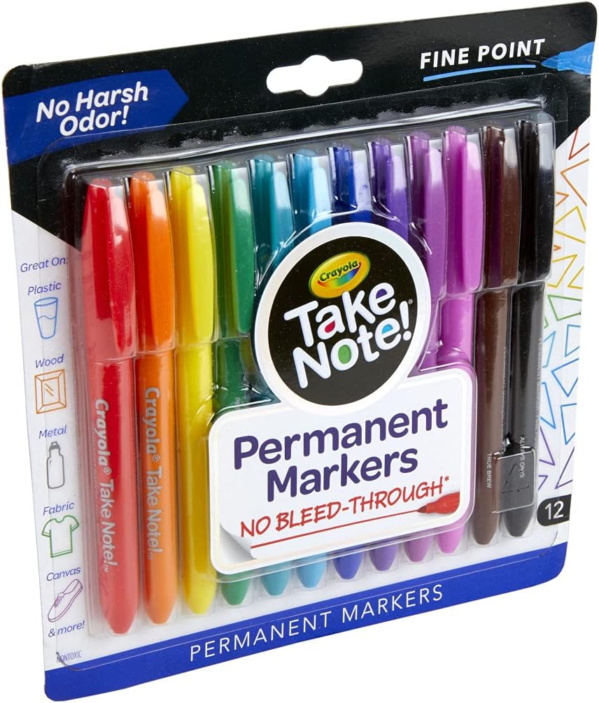 Crayola Permanent Markers - Water Based - Pack of 12 - Laadlee