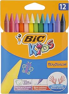 BIC Kids Plastidecor Colouring Crayons Assorted Colours  - Pack of 12