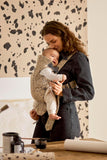 Babybjorn Woven Mini Baby Carrier - Beige/Dark grey print