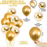 Brain Giggles 25Pcs Happy Birthday Decoration Set Includes Banner with Foil Balloons, Latex Balloons, and Ribbon - Gold