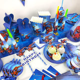 Brain Giggles Spiderman Disposable Tableware Set for 10 Kids – 136 Pcs