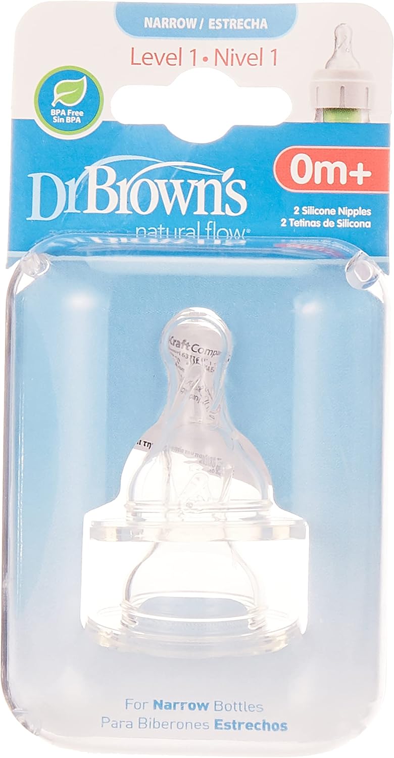 Dr. Brown's Level-1 Silicone Narrow Nipple - Pack of 2 - Laadlee