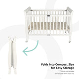 Moon Wooden Foldable Baby Crib - White