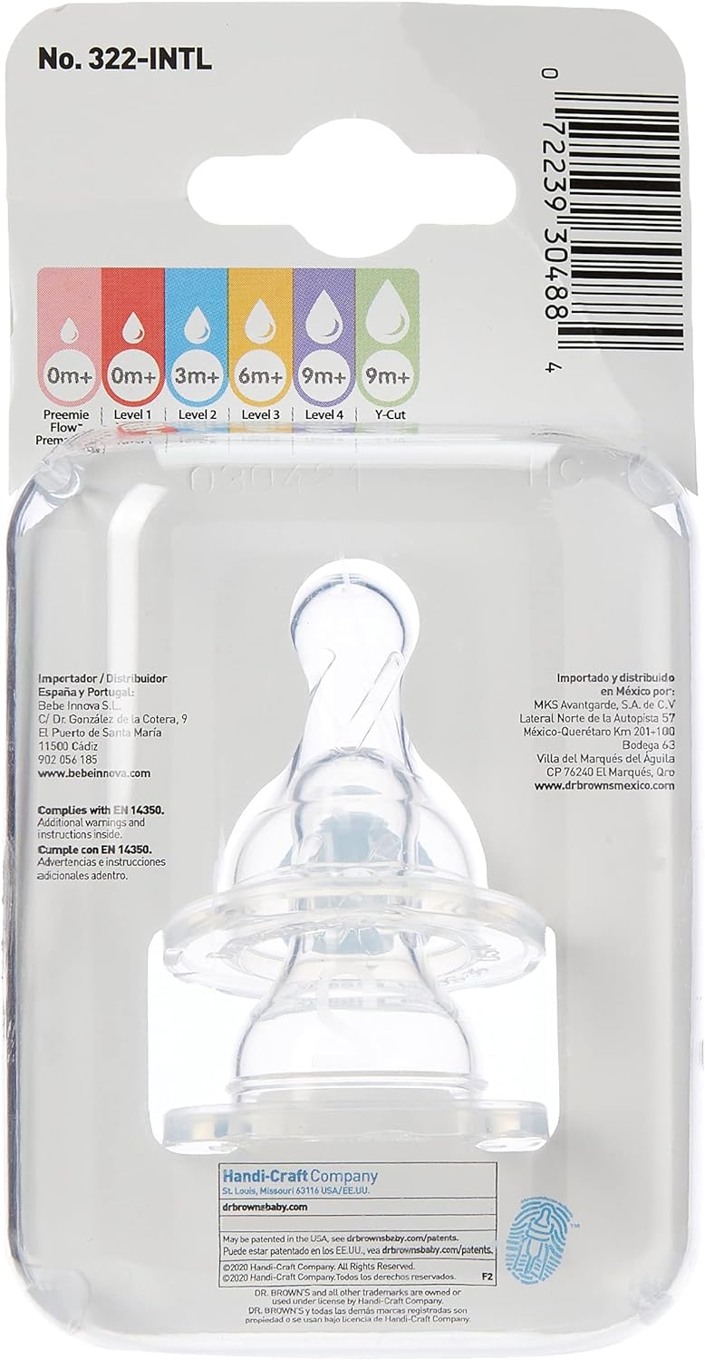 Dr. Brown's Level-2 Silicone Narrow Nipple - Pack of 2 - Laadlee