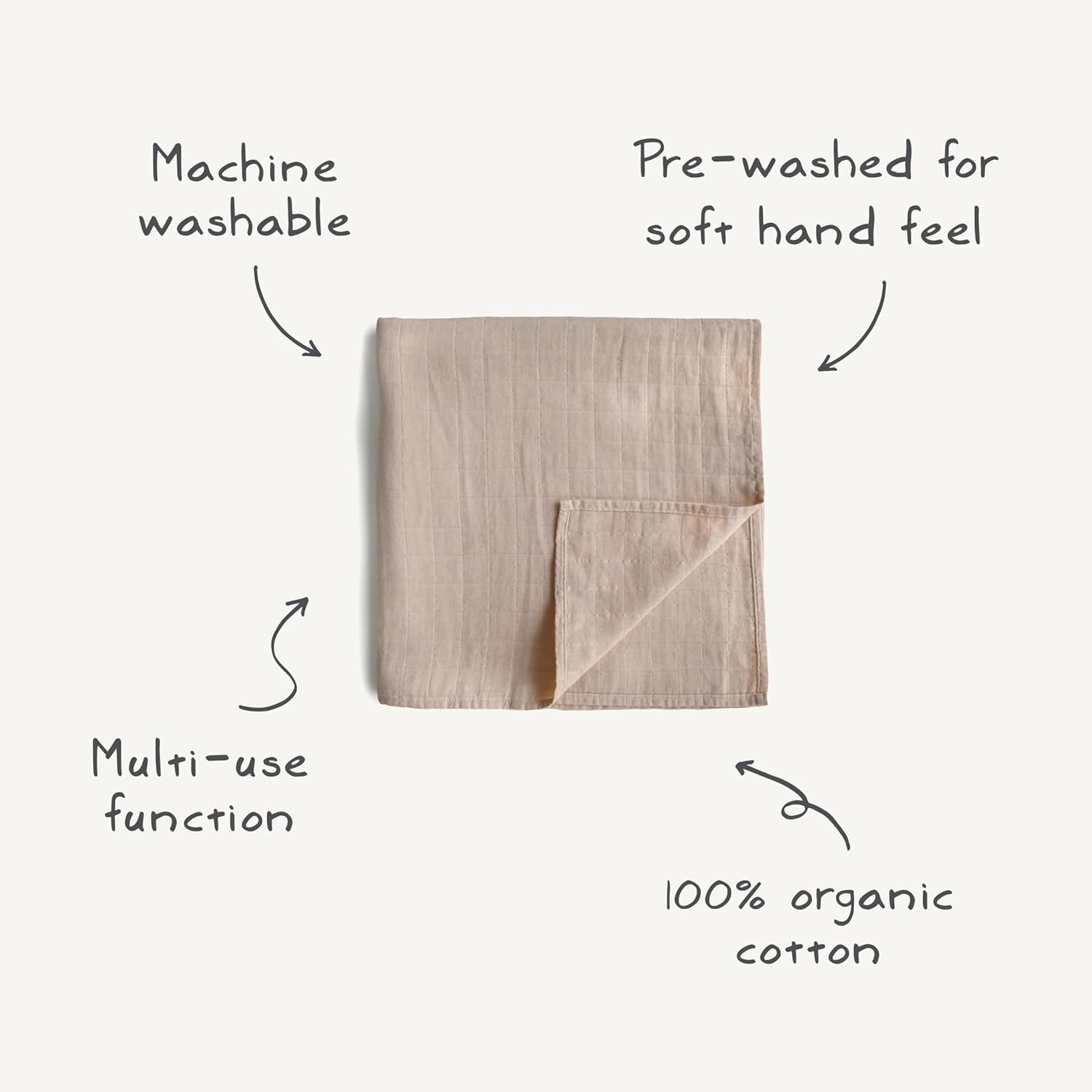 Mushie Swaddle Rose Vanilla - Laadlee