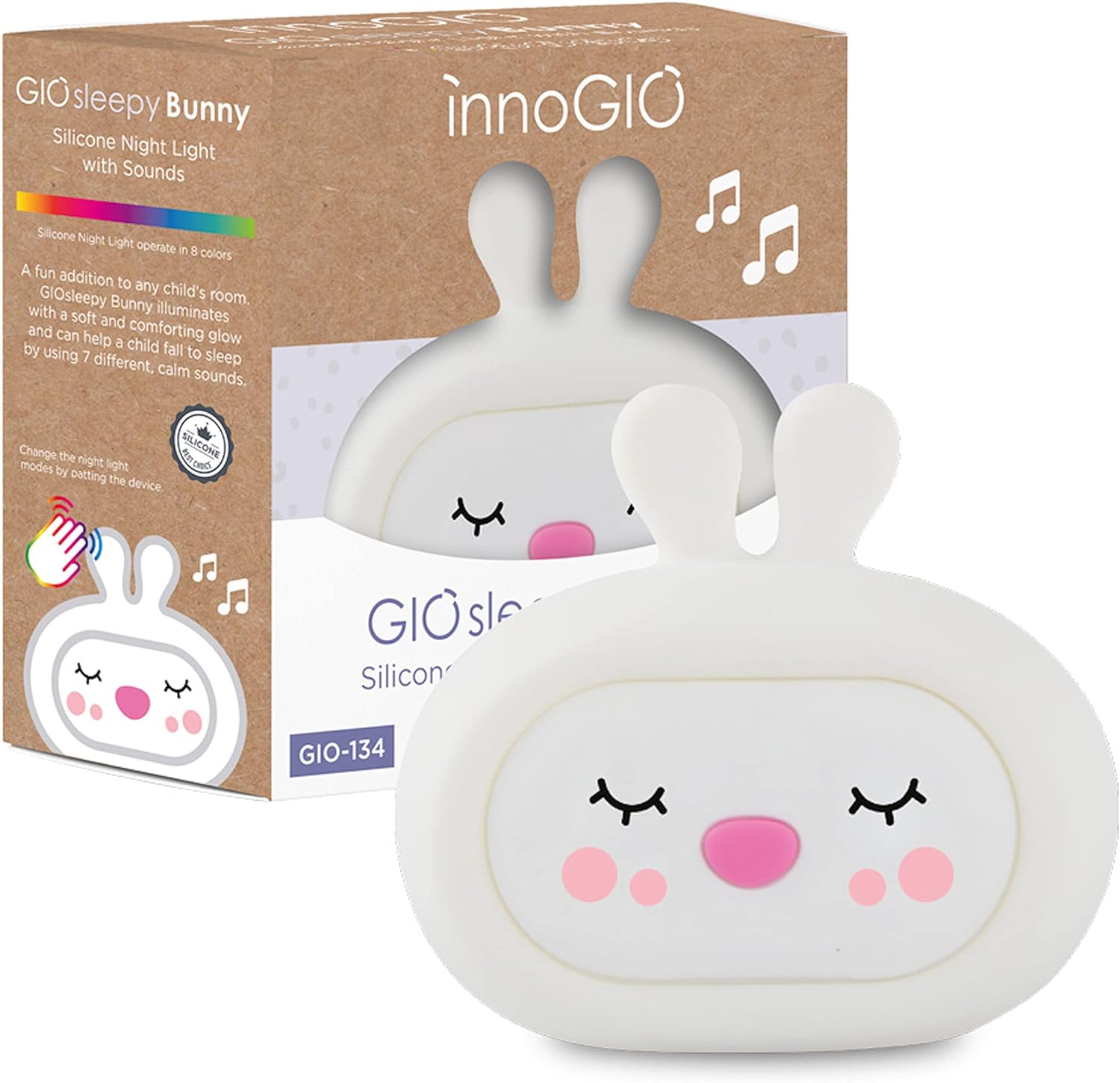 InnoGio - Gio Sleepy Bunny Silicone Night Light with Sounds - Laadlee