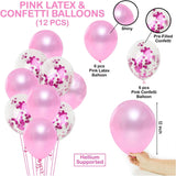 Brain Giggles 25Pcs Happy Birthday Decoration Set Includes Banner with Foil Balloons, Latex Balloons, and Ribbon - Pink